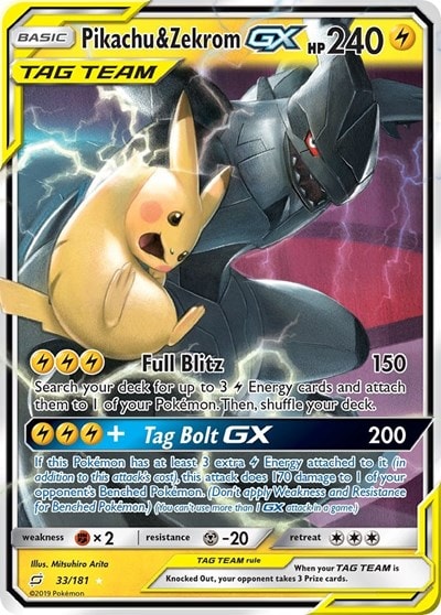 Pikachu & Zekrom GX (SM9) #33/181 Ultra Rare (Holofoil Near Mint) SM - Team Up Pokemon: 2019