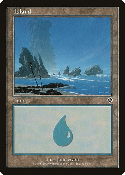 Island 336 (INV) #336 Land (Damaged) Invasion Magic: The Gathering: 2000