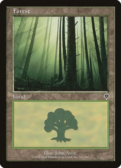 Forest 347 (INV) #347 Land (Damaged) Invasion Magic: 2000