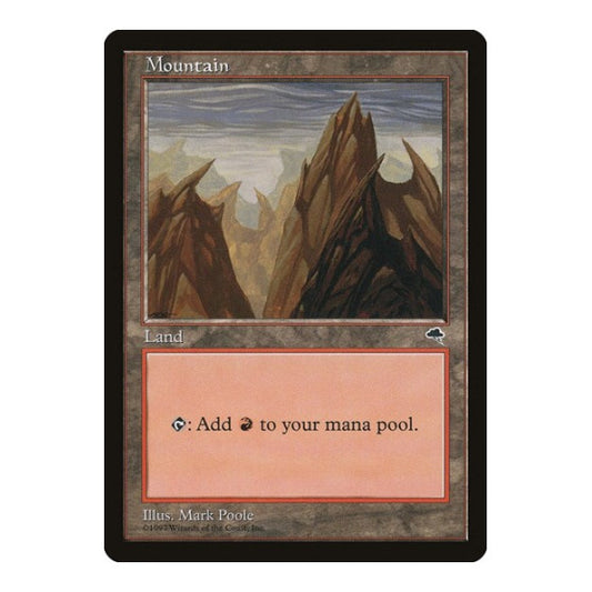 Mountain (Vertical) (TMP) #343 Land (Heavily Played) Tempest Magic: The Gathering: 1997