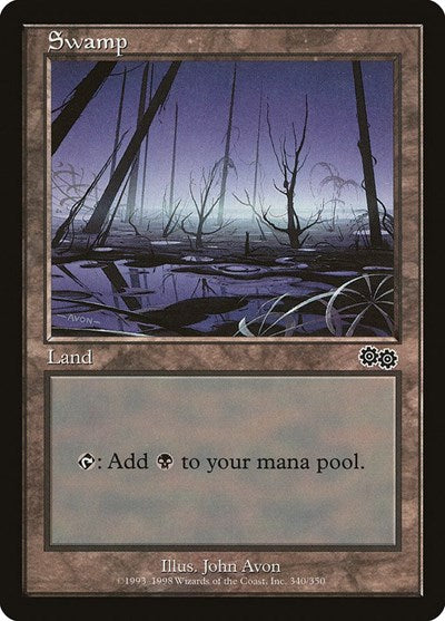 Swamp 340 (USG) #340 Land (Moderately Played) Urza's Saga Magic: The Gathering: 1998