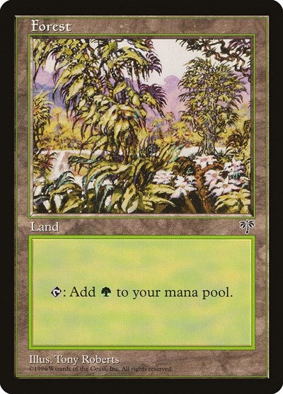 Forest White Flowers Right (MIR) #349 Land (Moderately Played) Mirage Magic: The Gathering: 1996