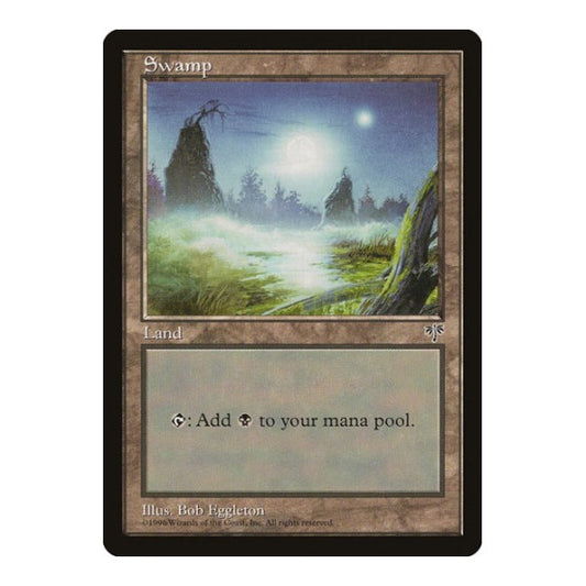 Swamp (Foggy Night) (MIR) #340 Land (Moderately Played) Mirage Magic: The Gathering: 1996
