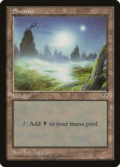 Swamp Foggy Night (MIR) #340 Land (Moderately Played) Mirage Magic: The Gathering: 1996