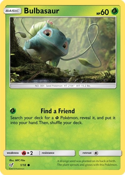 Bulbasaur (Holo Common) (DEP) #1/18 Common (Holofoil Near Mint) Detective Pikachu Pokemon: 2019
