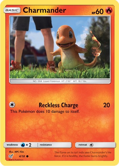 Charmander Holo Common (DEP) #4/18 Common Detective Pikachu Pokemon: 2019