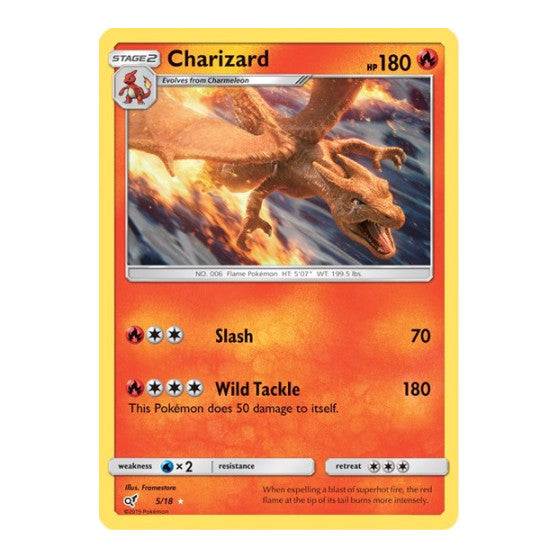 Charizard (DEP) #5/18 Holo Rare (Holofoil Damaged) Detective Pikachu Pokemon: 2019