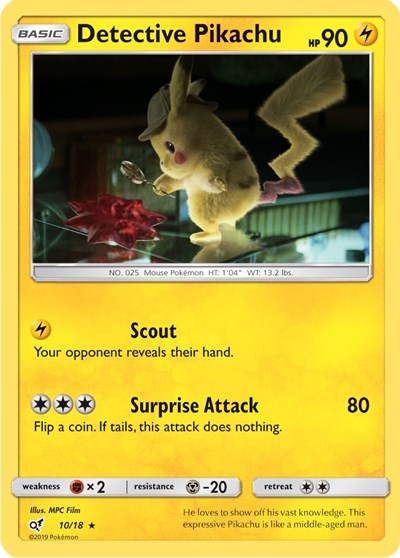 Detective Pikachu (DEP) #10/18 Rare (Holofoil Moderately Played) Detective Pikachu Pokemon: 2019