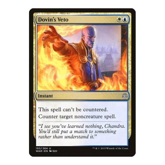 Dovins Veto (WAR) #193 Uncommon (Heavily Played) War of the Spark Magic: The Gathering: 2019