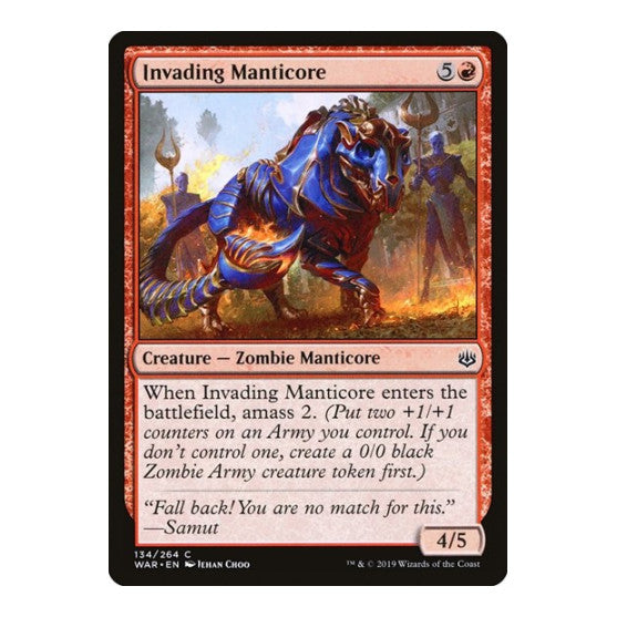 Invading Manticore (WAR) #134 Common (Lightly Played) War of the Spark Magic: The Gathering: 2019