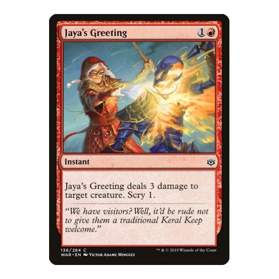 Jayas Greeting (WAR) #136 Common (Lightly Played) War of the Spark Magic: The Gathering: 2019