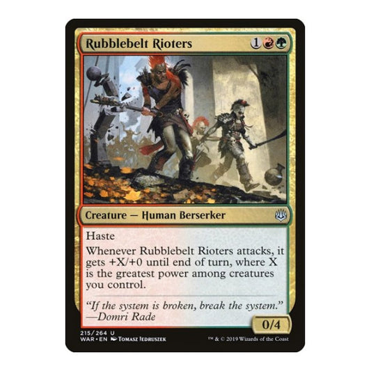 Rubblebelt Rioters (WAR) #215 Uncommon (Lightly Played) War of the Spark Magic: The Gathering: 2019