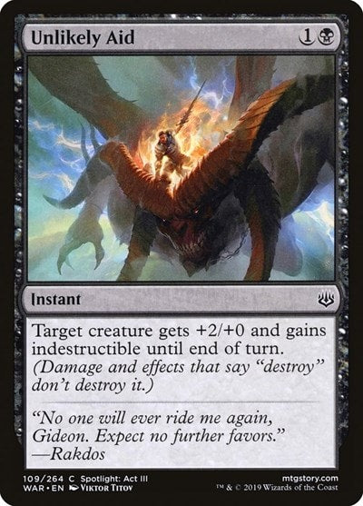 Unlikely Aid (WAR) #109 Common (Moderately Played) War of the Spark Magic: The Gathering: 2019
