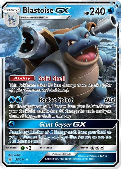 Blastoise GX (SM10) #35/214 Ultra Rare (Holofoil Lightly Played) SM - Unbroken Bonds Pokemon: 2019