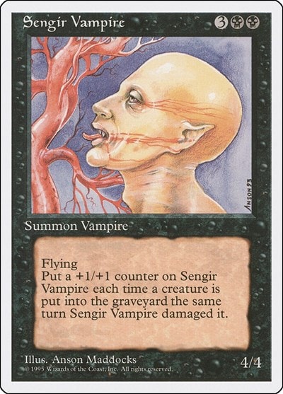 Sengir Vampire (4ED) #160 Uncommon (Heavily Played) Fourth Edition Magic: The Gathering: 1995