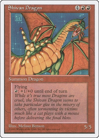 Shivan Dragon (4ED) #220 Rare (Moderately Played) Fourth Edition Magic: The Gathering: 1995