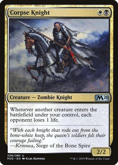 Corpse Knight (M20) #206 Uncommon (Lightly Played) Core Set 2020 Magic: The Gathering: 2019