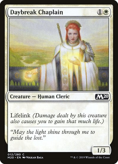 Daybreak Chaplain (M20) #12 Common (Lightly Played) Core Set 2020 Magic: The Gathering: 2019