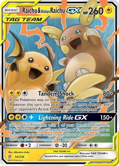 Raichu & Alolan Raichu GX (SM11) #54/236 Ultra Rare SM - Unified Minds Pokemon: 2019