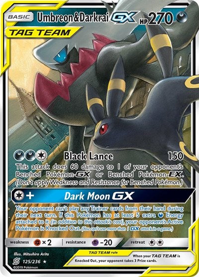 Umbreon and Darkrai GX (SM11) #125/236 Ultra Rare (Holofoil Lightly Played) SM - Unified Minds Pokemon: 2019