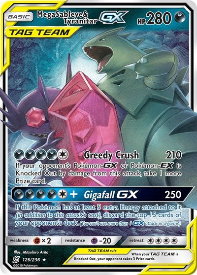 Mega Sableye and Tyranitar GX (SM11) #126/236 Ultra Rare (Holofoil Near Mint) SM - Unified Minds Pokemon: 2019