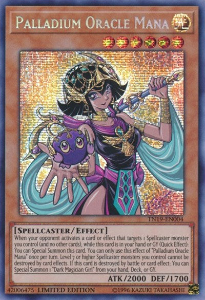Palladium Oracle Mana (CT16) #TN19-EN004 Prismatic Secret Rare (Limited Near Mint) 2019 Gold Sarcophagus Tin YuGiOh: 2019