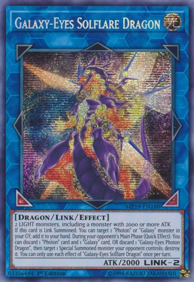 Galaxy Eyes Solflare Dragon (MP19) #MP19-EN188 Prismatic Secret Rare (1st Edition Near Mint) 2019 Gold Sarcophagus Tin Mega Pack YuGiOh: 2019