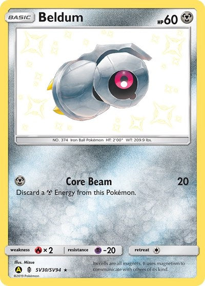 Beldum (HIF:SV) #SV30/SV94 Shiny Holo Rare (Holofoil Near Mint) Hidden Fates: Shiny Vault Pokemon: 2019