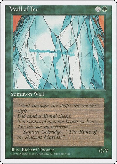 Wall of Ice (4ED) #283 Uncommon (Heavily Played) Fourth Edition Magic: The Gathering: 1995