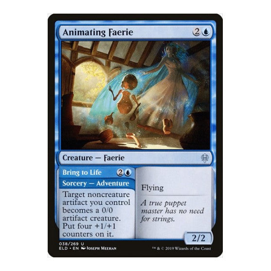 Animating Faerie (ELD) #38 Uncommon (Lightly Played) Throne of Eldraine Magic: The Gathering: 2019