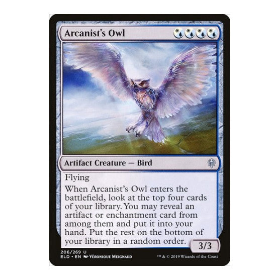 Arcanist's Owl (ELD) #206 Uncommon (Lightly Played) Throne of Eldraine Magic: The Gathering: 2019