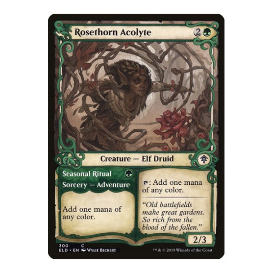 Rosethorn Acolyte Showcase (ELD) #300 Common (Foil Lightly Played) Throne of Eldraine Magic: The Gathering: 2019