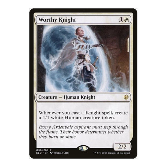 Worthy Knight (ELD) #36 Rare (Foil Near Mint) Throne of Eldraine Magic: The Gathering: 2019