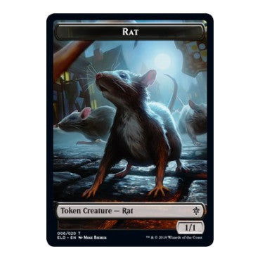 Rat Token (ELD) #6 T (Moderately Played) Throne of Eldraine Magic: The Gathering: 2019