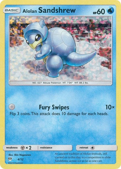 Alolan Sandshrew 4 12 (M19) #004/012 Promo (Holofoil Damaged) McDonald's Promos 2019 Pokemon: 2019
