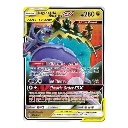 Naganadel & Guzzlord GX (SM12) #158/236 Ultra Rare (Holofoil Moderately Played) SM - Cosmic Eclipse Pokemon: 2019