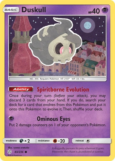 Duskull (SM12) #83/236 Common (Reverse Holofoil Moderately Played) SM - Cosmic Eclipse Pokemon: 2019