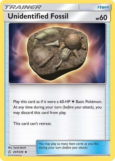 Unidentified Fossil (SM12) #207/236 Uncommon (Moderately Played) SM - Cosmic Eclipse Pokemon: 2019