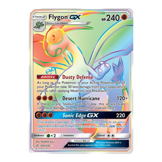 Flygon GX (Secret) (SM12) #256/236 Rainbow Rare (Holofoil Lightly Played) SM - Cosmic Eclipse Pokemon: 2019