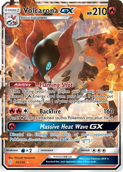 Volcarona GX (SM12) #35/236 Ultra Rare (Holofoil Near Mint) SM - Cosmic Eclipse Pokemon: 2019