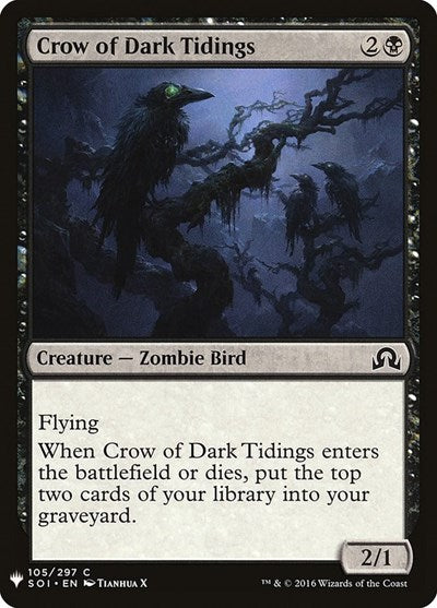 Crow of Dark Tidings (LIST) #SOI-105 Common (Moderately Played) The List Reprints Magic: The Gathering: 2026