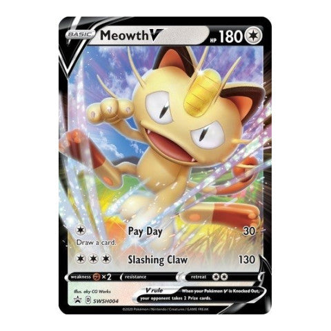 Meowth V - SWSH004 (SWSD) #SWSH004 Promo (Holofoil Near Mint) SWSH: Sword & Shield Promo Cards Pokemon: 2019