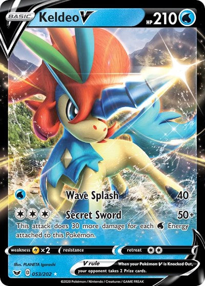 Keldeo V (SWSH01) #053/202 Ultra Rare (Holofoil Near Mint) SWSH01: Sword & Shield Base Set Pokemon: 2020