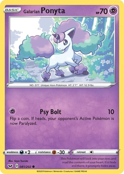 Galarian Ponyta (SWSH01) #081/202 Common (Reverse Holofoil Near Mint) SWSH01: Sword & Shield Base Set Pokemon: 2020