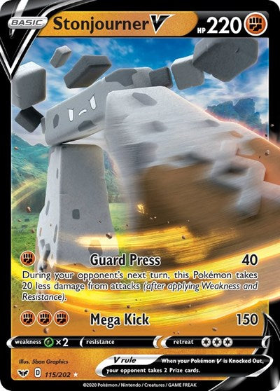 Stonjourner V (SWSH01) #115/202 Ultra Rare (Holofoil Near Mint) SWSH01: Sword & Shield Base Set Pokemon: 2020