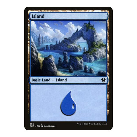 Island 280 (THB) #280 Land (Foil Lightly Played) Theros Beyond Death Magic: The Gathering: 2020