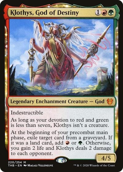 Klothys, God of Destiny (THB) #220 Mythic Rare (Near Mint) Theros Beyond Death Magic: The Gathering: 2020