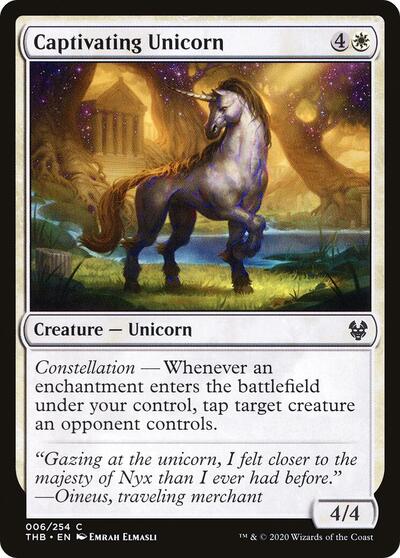 Captivating Unicorn (THB) #6 Common (Foil Lightly Played) Theros Beyond Death Magic: The Gathering: 2020