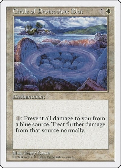Circle of Protection: Blue (5ED) #18 Common (Moderately Played) Fifth Edition Magic: The Gathering: 1997