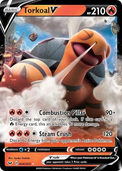 Torkoal V (SWSH01) #024/202 Ultra Rare (Holofoil Near Mint) SWSH01: Sword & Shield Base Set Pokemon: 2020